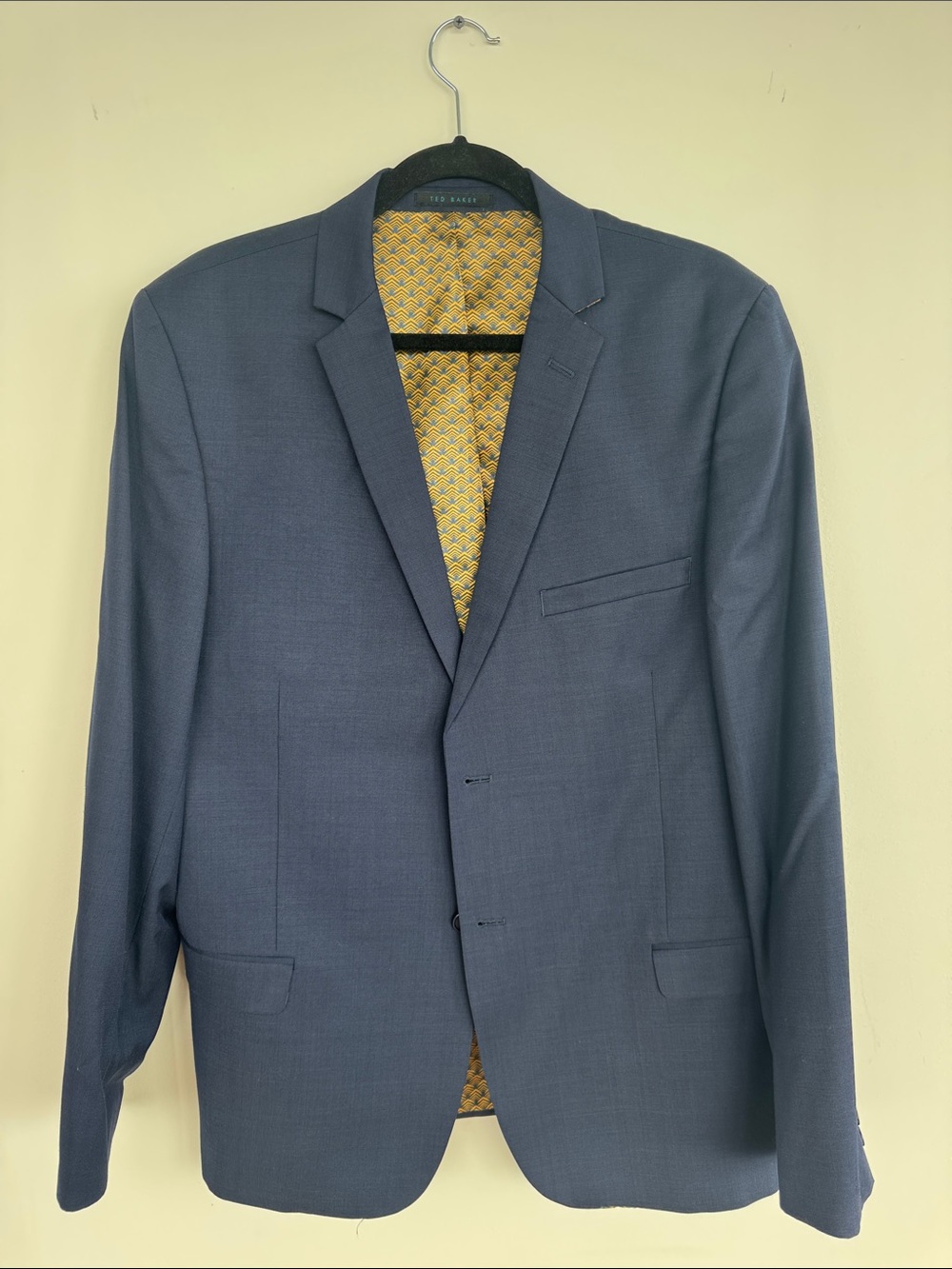 Ted Baker Slate Blue Men's Blazer with Patterned Yellow Lining